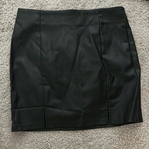 Black faux, leather skirt